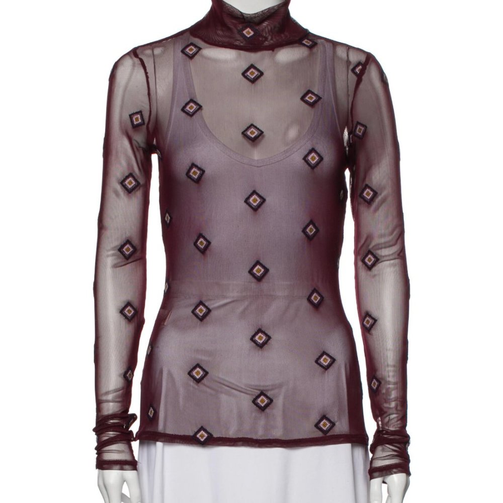 CINQ À SEPT Printed Turtleneck Top